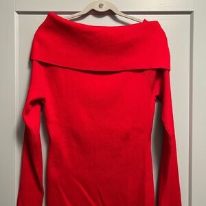 Chic Off-Shoulder Red Sweater